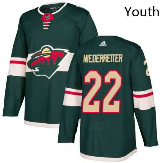 Youth Adidas Minnesota Wild 22 Nino Niederreiter Authentic Green Home NHL Jersey